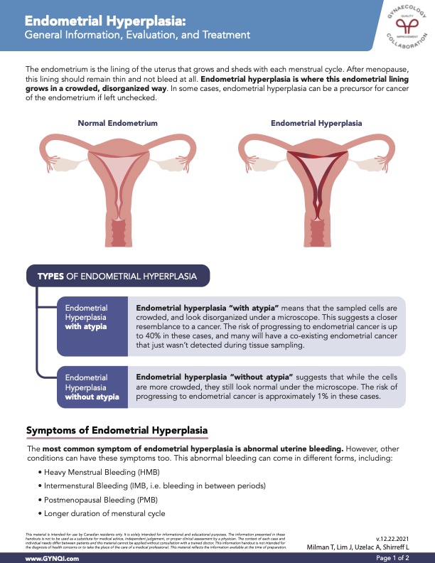 Endometrial Hyperplasia General Information Evaluation And Treatment 