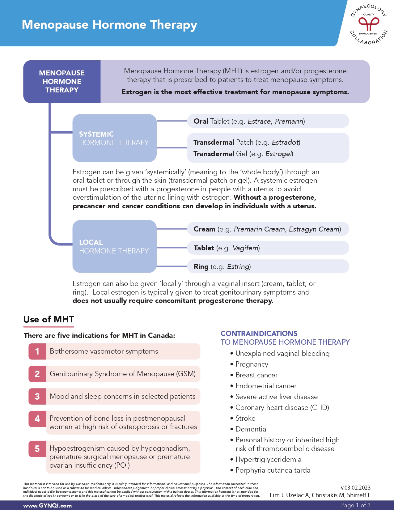 Menopause Hormone Therapy Gynaecology Collaboration