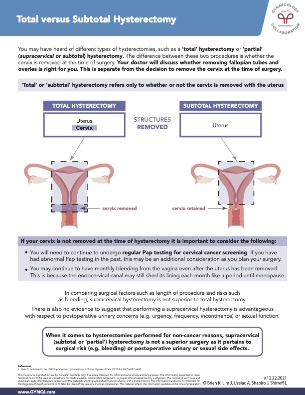 Total versus Subtotal Hysterectomy