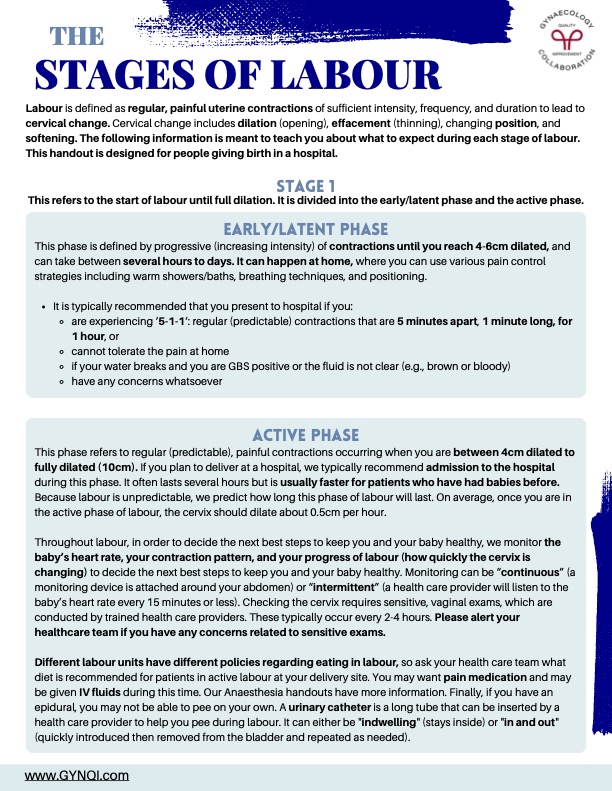 Stages of Labour Patient Handout