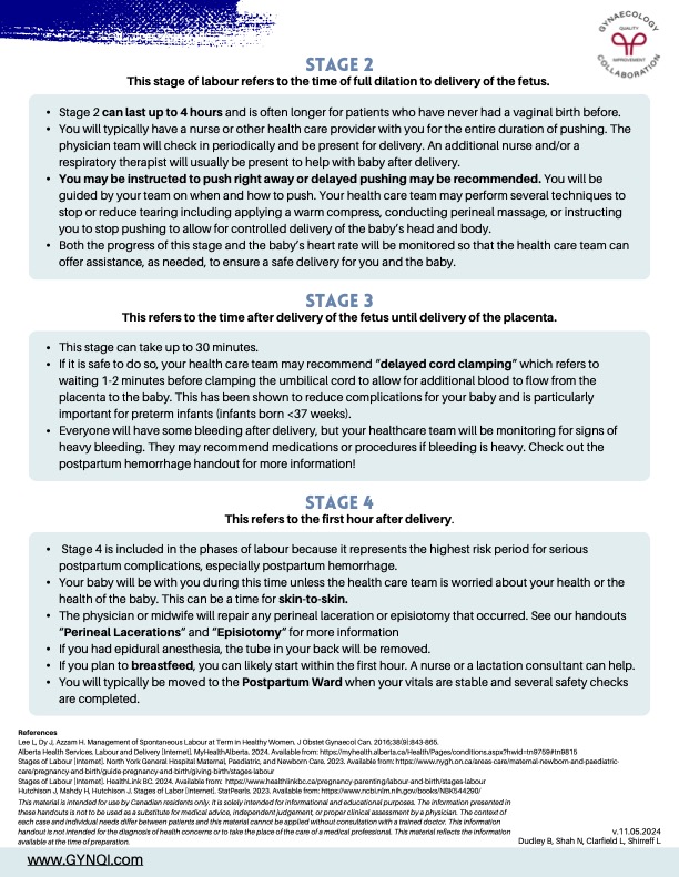 Stages of Labour Patient Handout