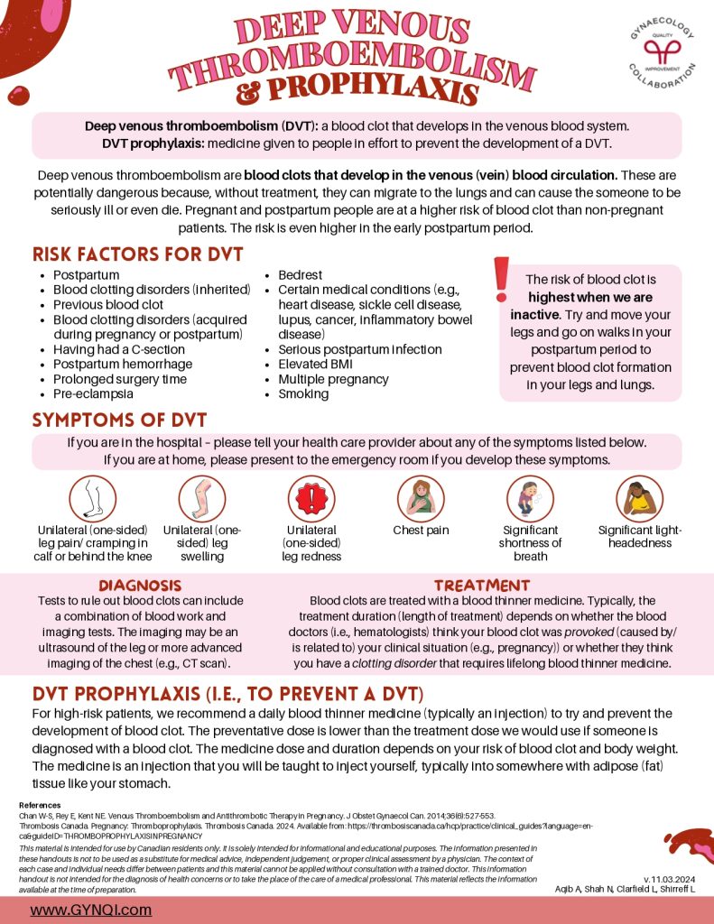 Deep Vein Thrombosis and Prophylaxis Handout Image