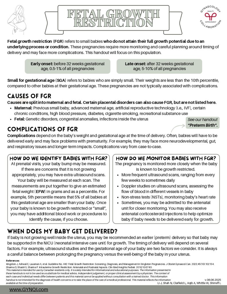 Fetal Growth Restriction Handout Image