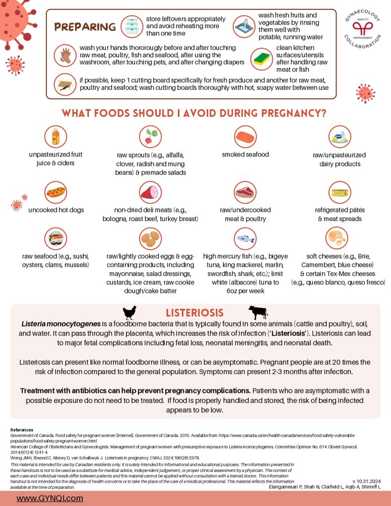 Foods to Avoid and Foodborne Illnesses Handout Image