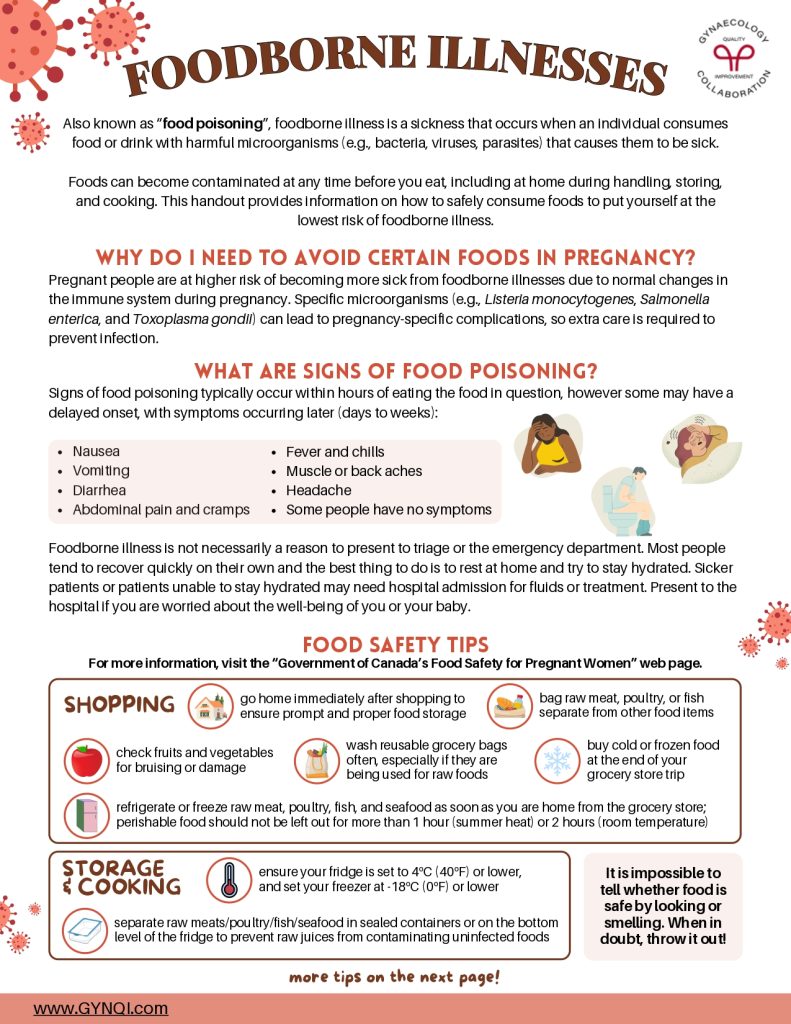 Foods to Avoid and Foodborne Illnesses Handout Image