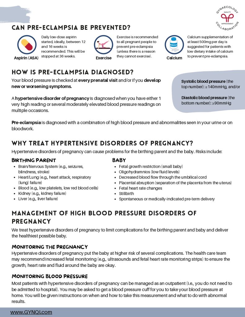 Hypertension, Pre-Eclamspia, and Eclampsia Handout Image