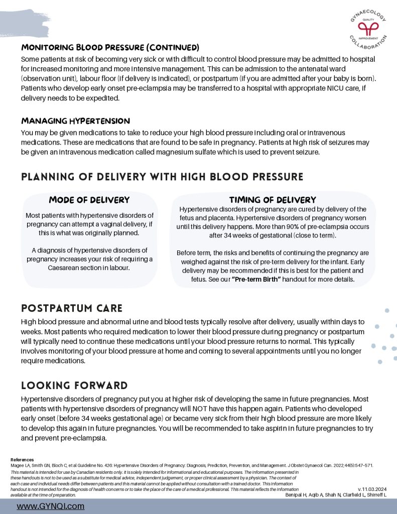 Hypertension, Pre-Eclamspia, and Eclampsia Handout Image