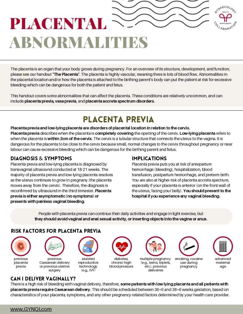 Placental Abnormalities Handout Image