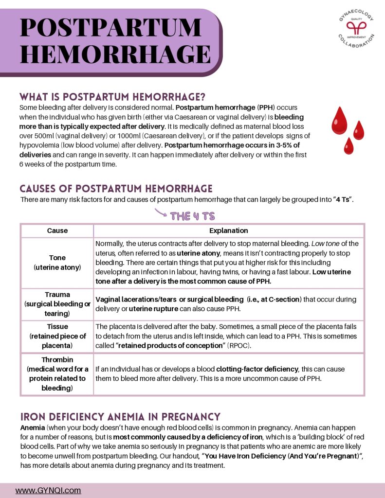 Postpartum Hemorrhage Handout Image