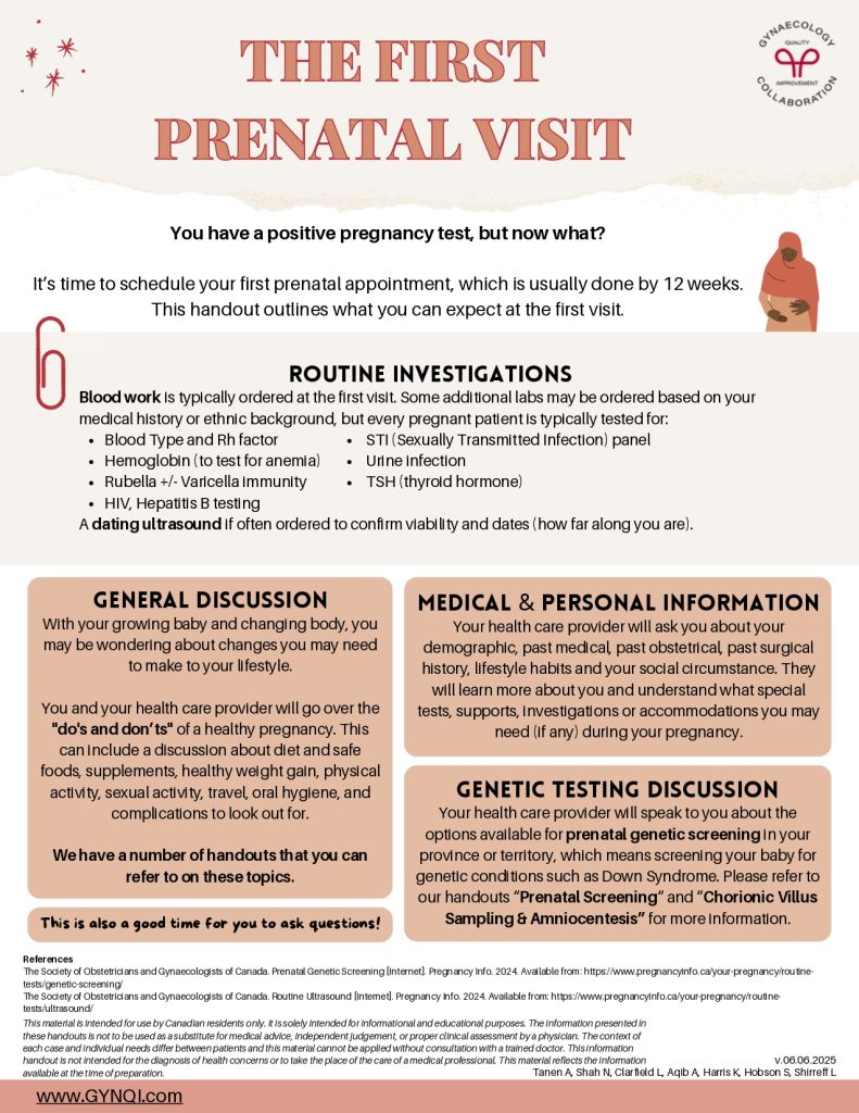 The First Prenatal Visit Handout Image