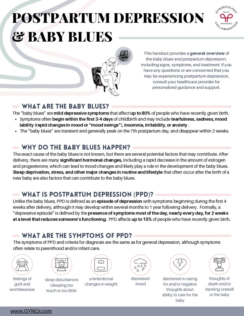 Baby Blues And Postpartum Depression Handout Image 1