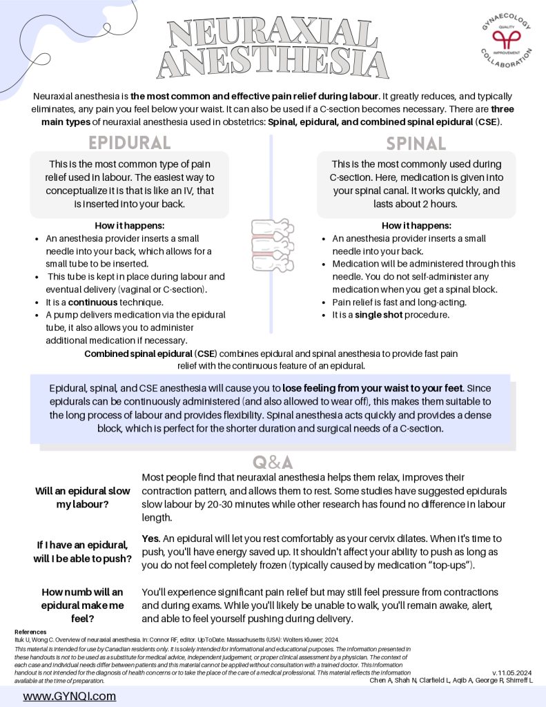 Neuraxial Anaesthesia Spinal and Epidural Handout image