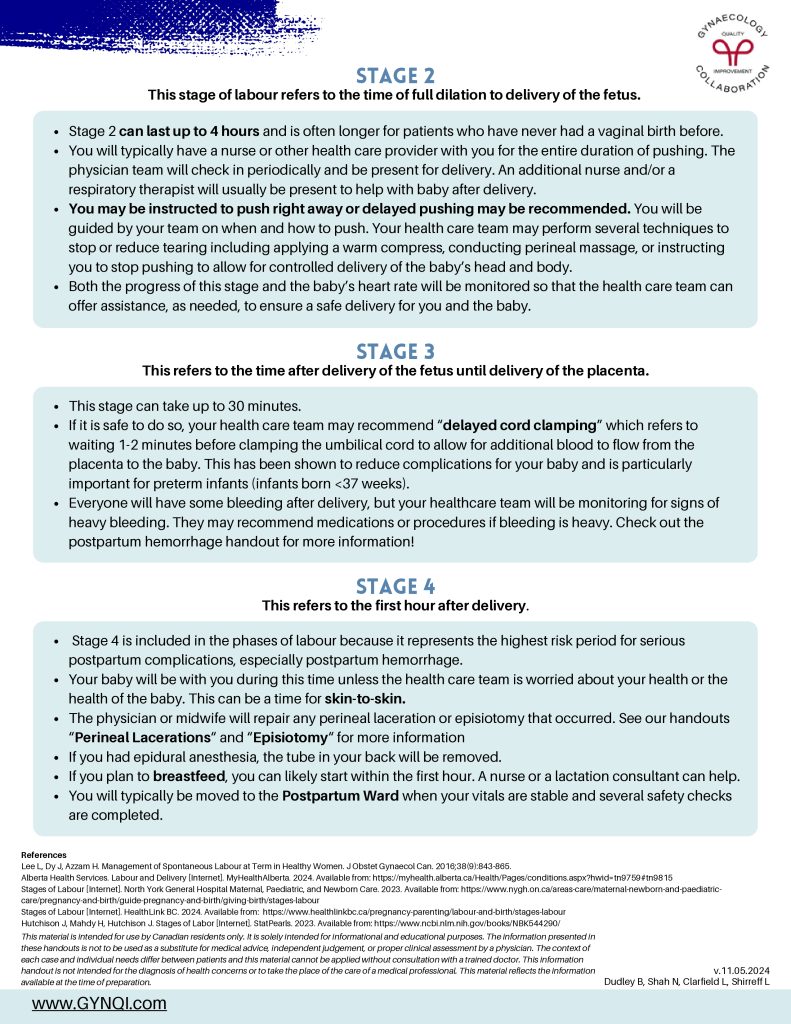 Stages of Labour Handout Image