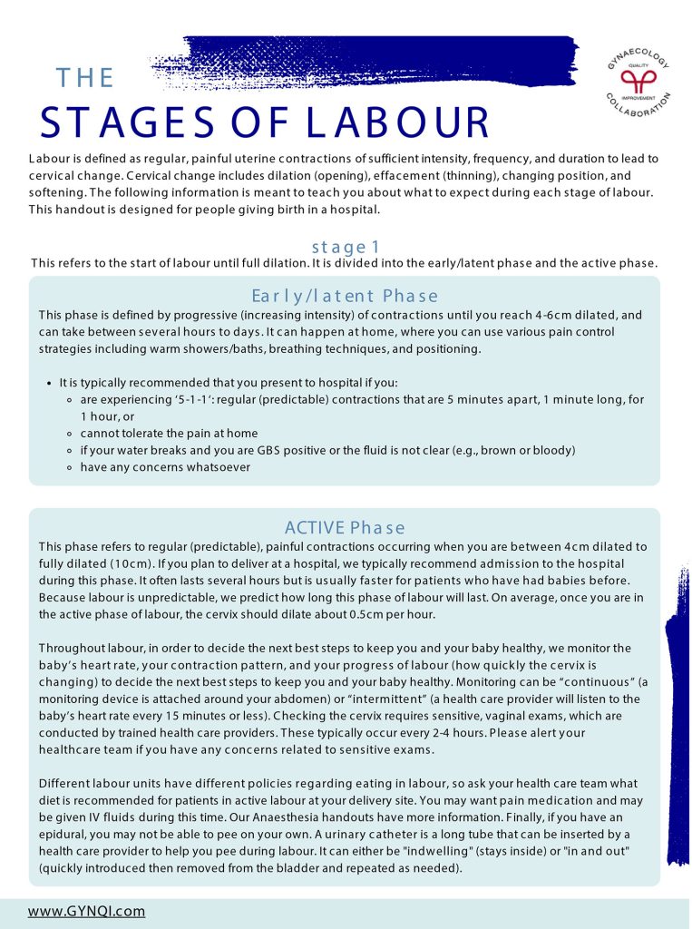 Stages of Labour Handout Image